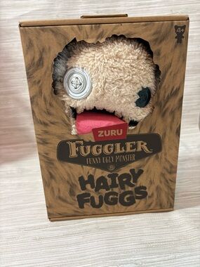 🆕 ZURU Fuggler Hairy Fuggs Plush Monster - Beige with Pink Tongue